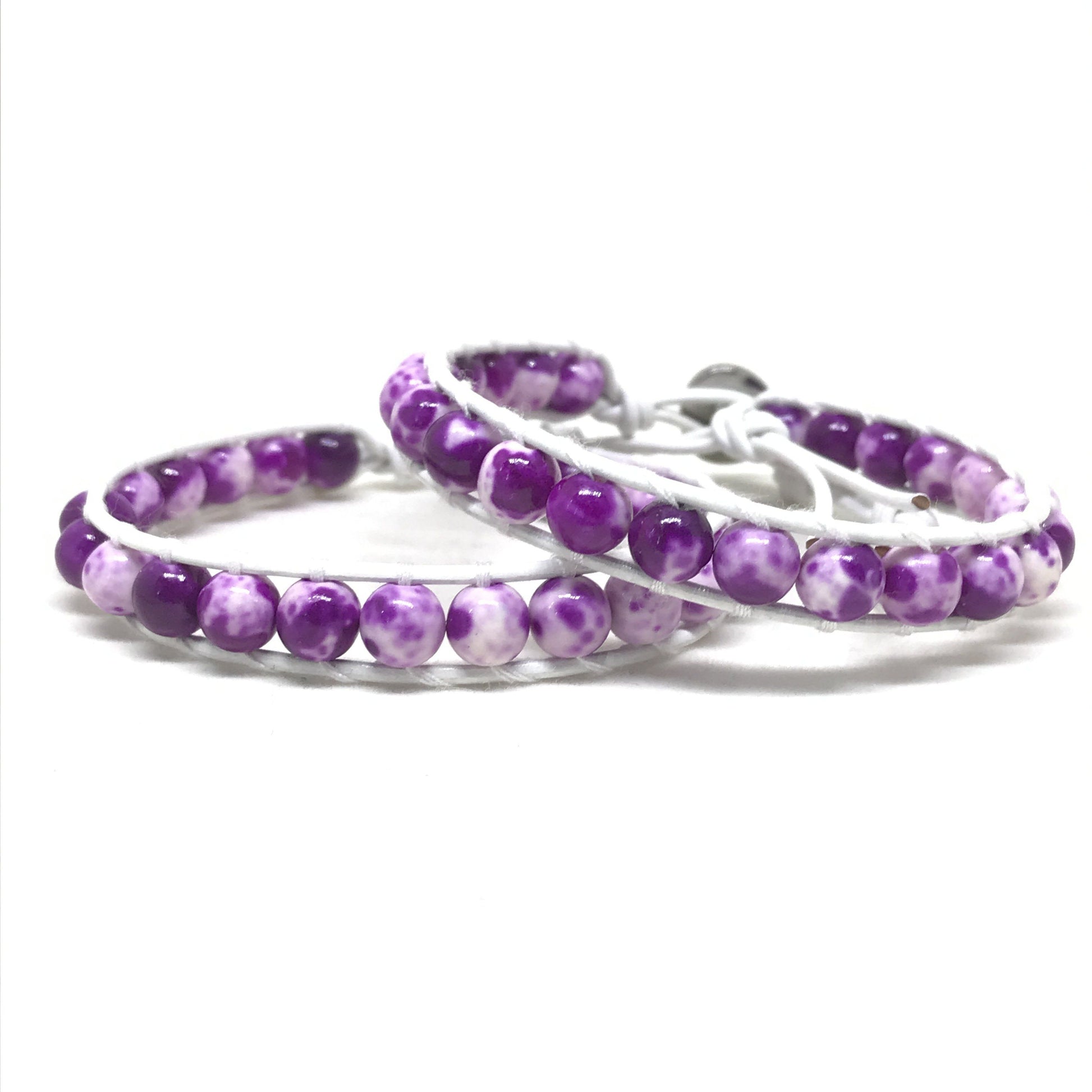 purple and white best friend bracelets